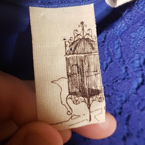 Francesca Womens Blue Lacey Sleeveless Dress Small - Picture 6 of 9